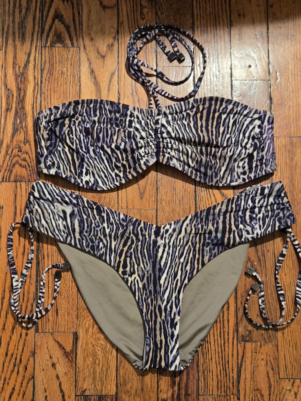 Victoria's Secret Navy and White Zebra Print Bikini Set